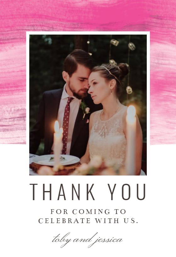 Colorful paint brushes - wedding thank you card